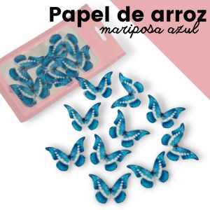 Decoraciones de papel de arroz mariposa azul