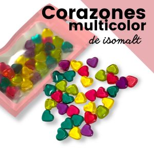 Corazones de isomalt multicolor