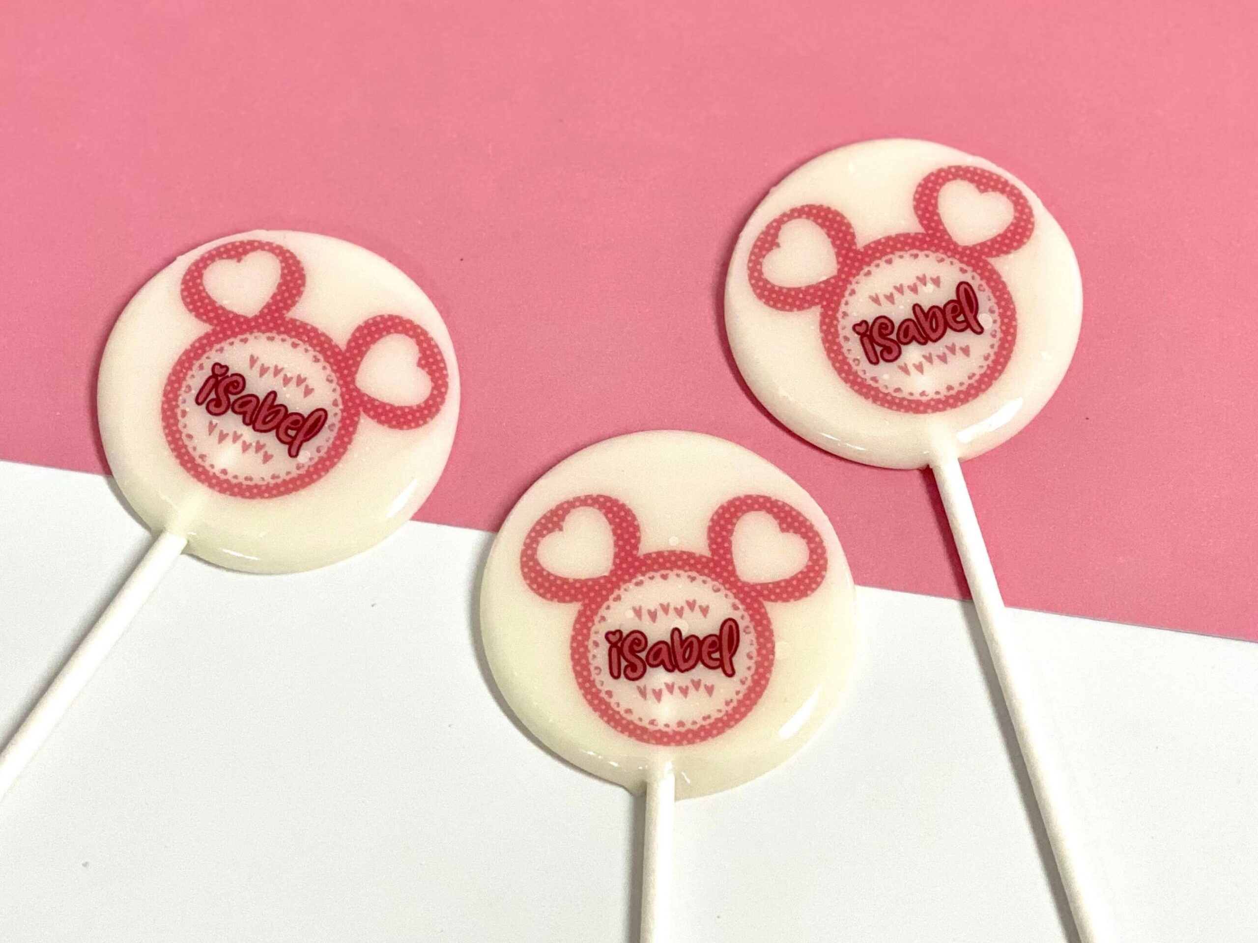Piruletas personalizas silueta rosa Minnie