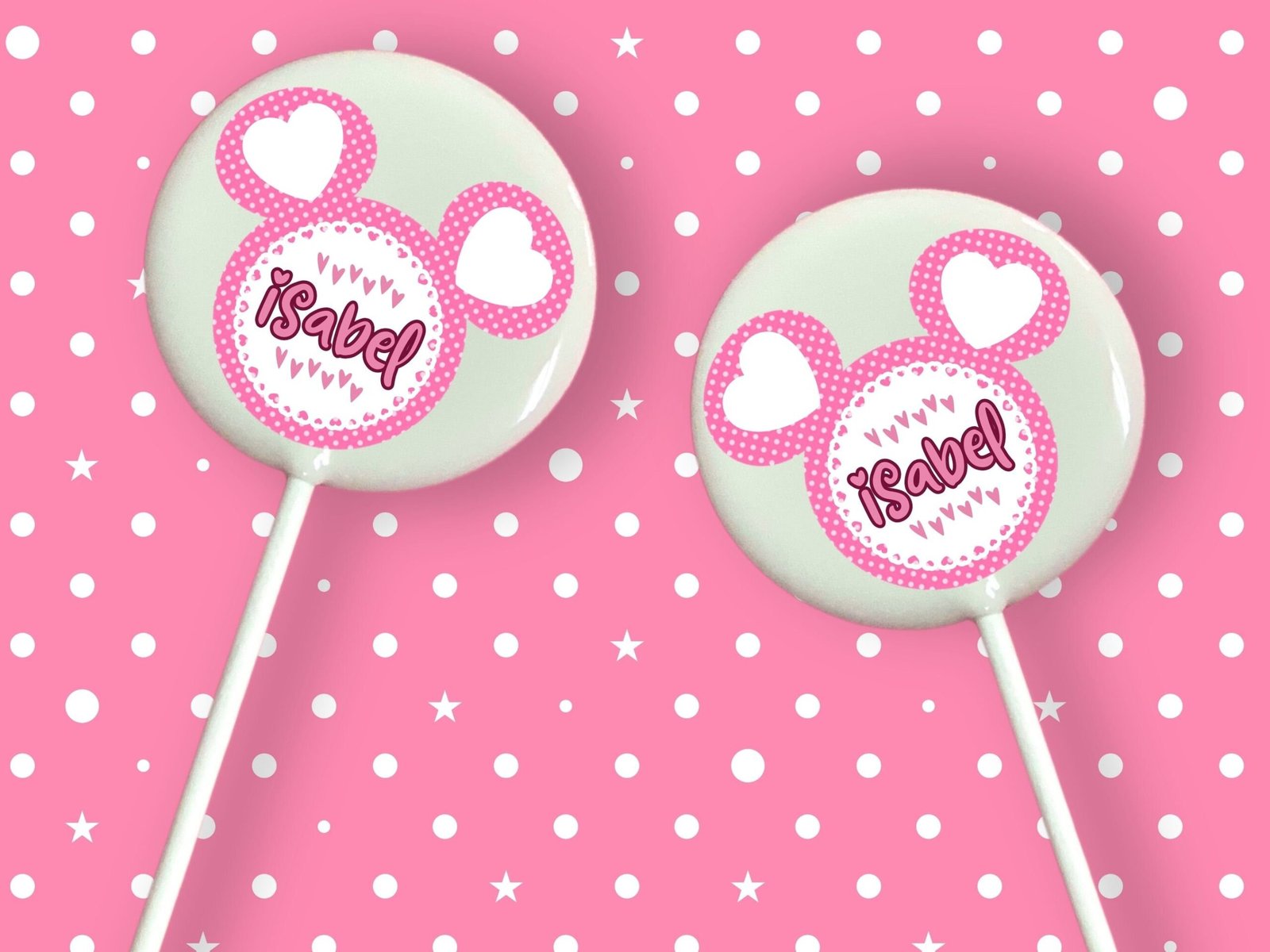 Piruletas personalizas silueta rosa Minnie - Imagen 2
