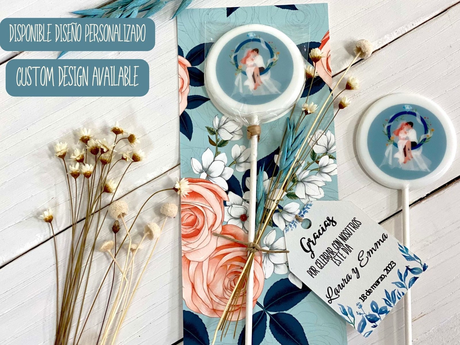 Detalles de boda con ilustración personalizada