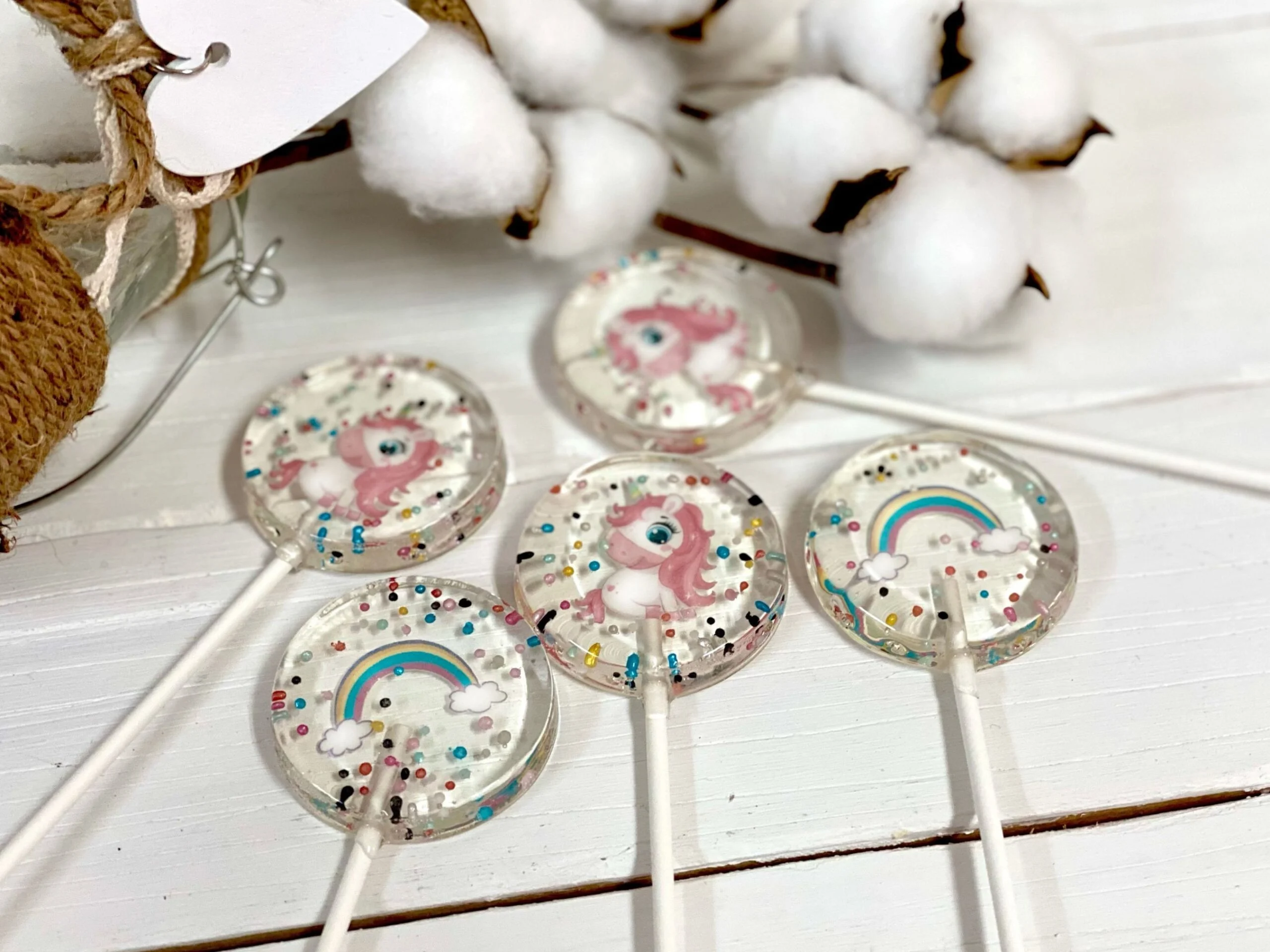 Piruletas personalizadas unicornio y arcoiris - Imagen 2