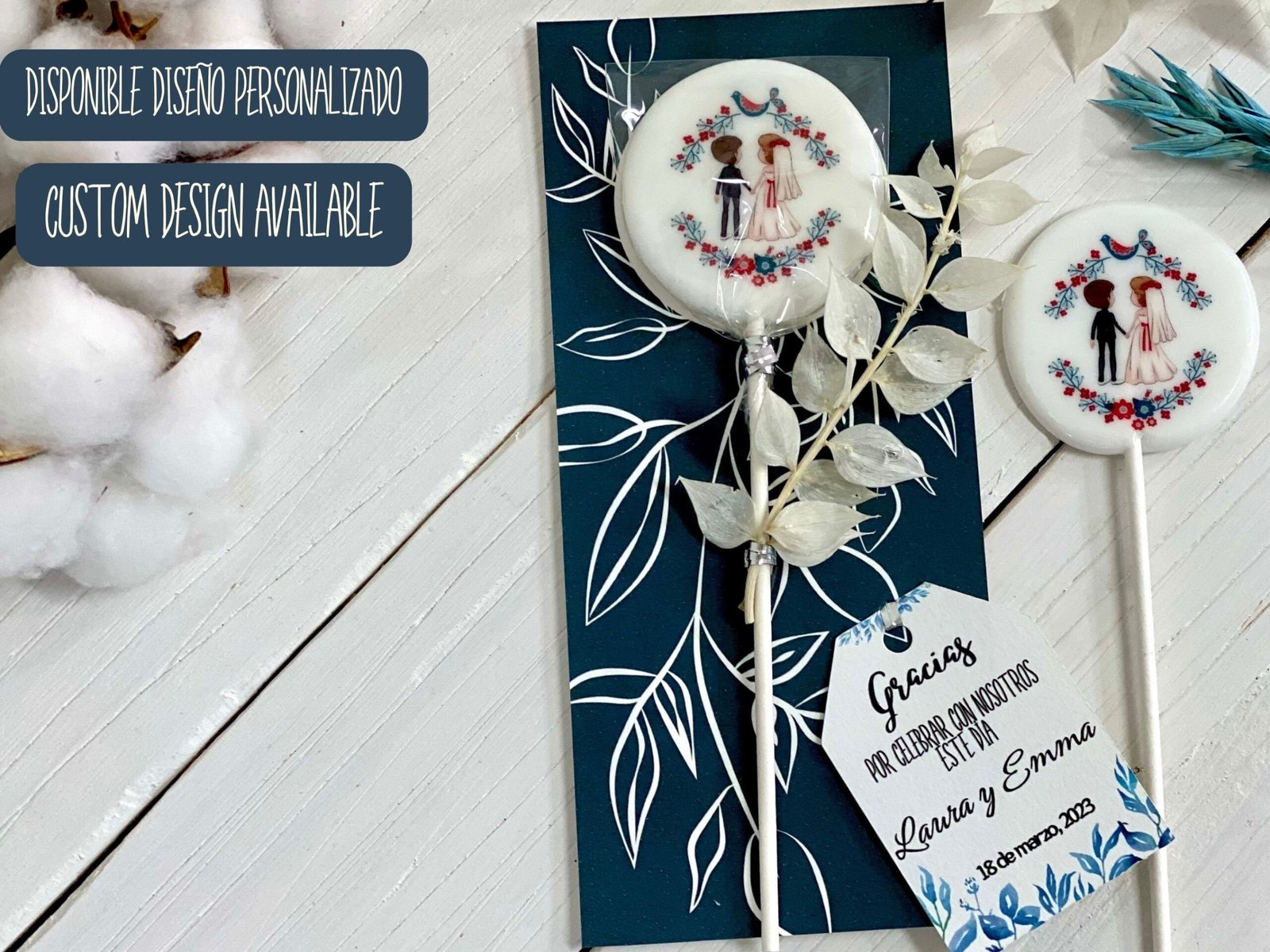 Detalles de boda con ilustración personalizada