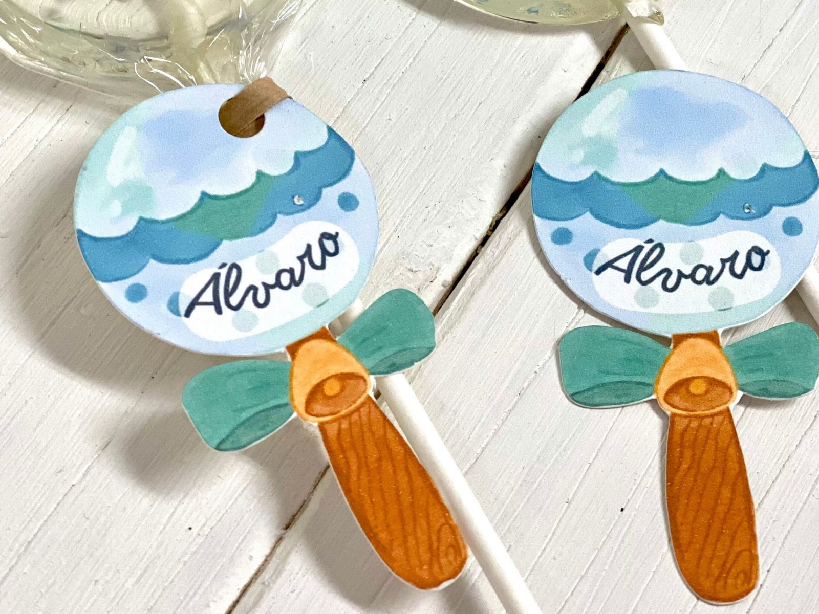 Piruletas personalizadas baby shower sonajero azul - Imagen 5