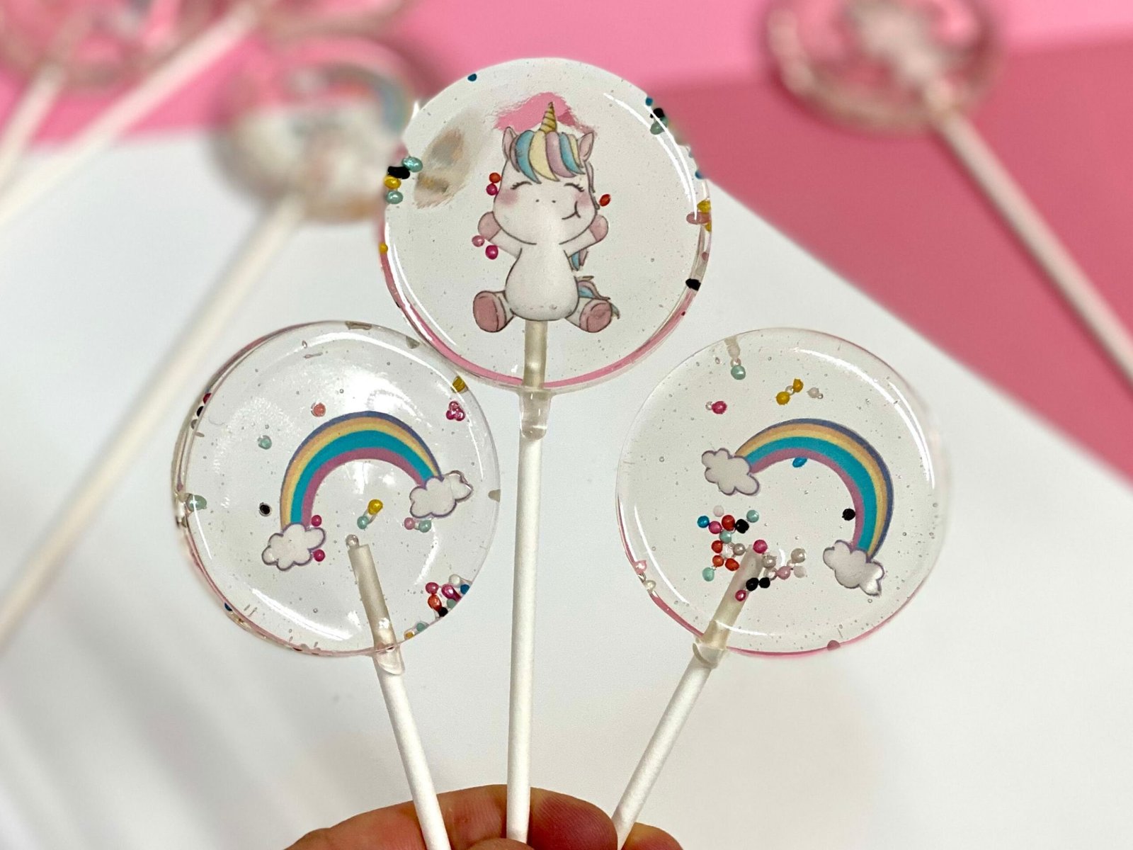 Piruletas personalizadas baby unicornio arcoiris - Imagen 2