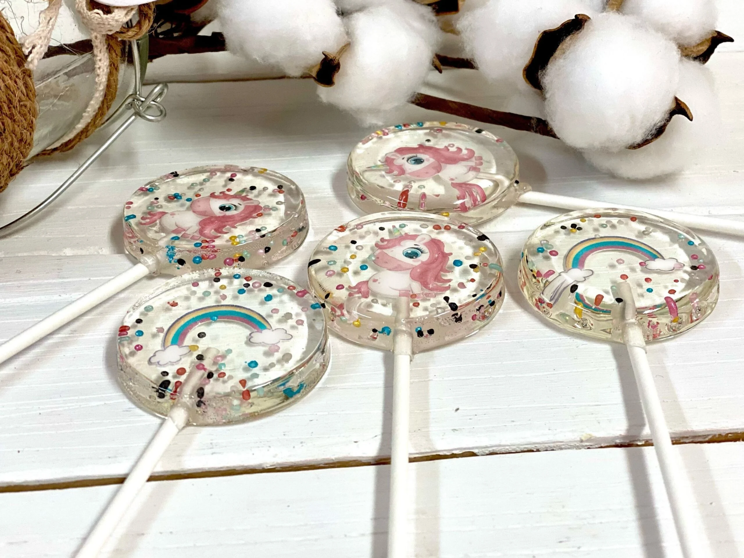 Piruletas personalizadas unicornio y arcoiris - Imagen 3