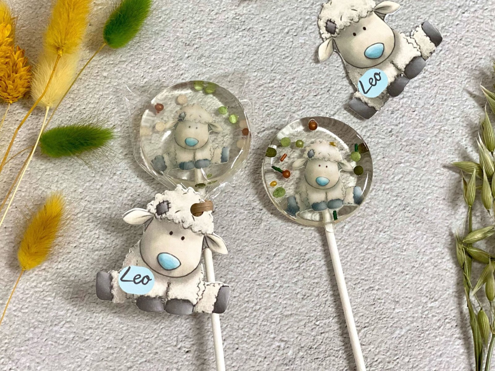 Piruletas personalizas baby shower ovejita vintage