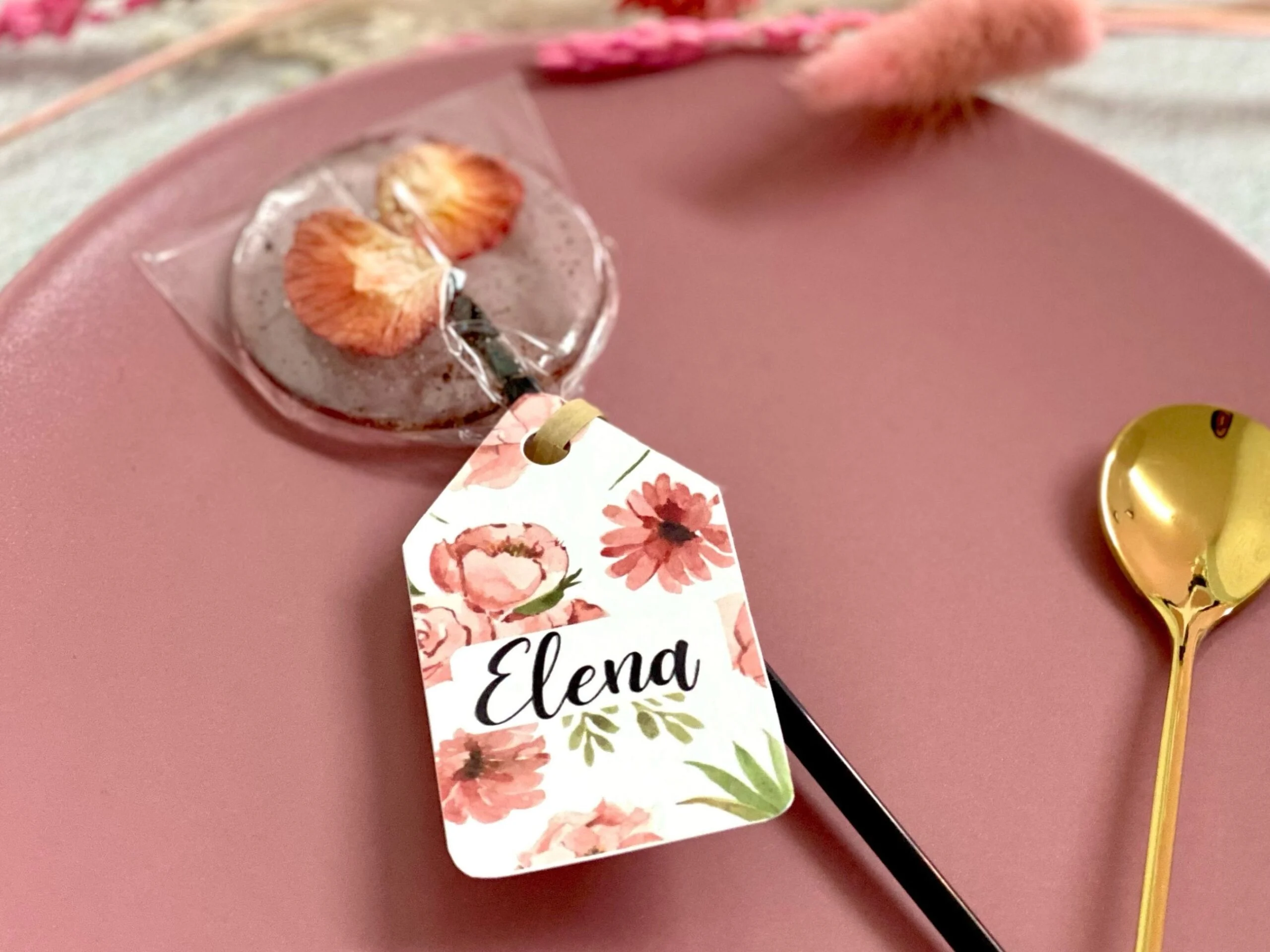 Cadeaux d'invités: sucettes cocktail à la fleur rose – Image 3