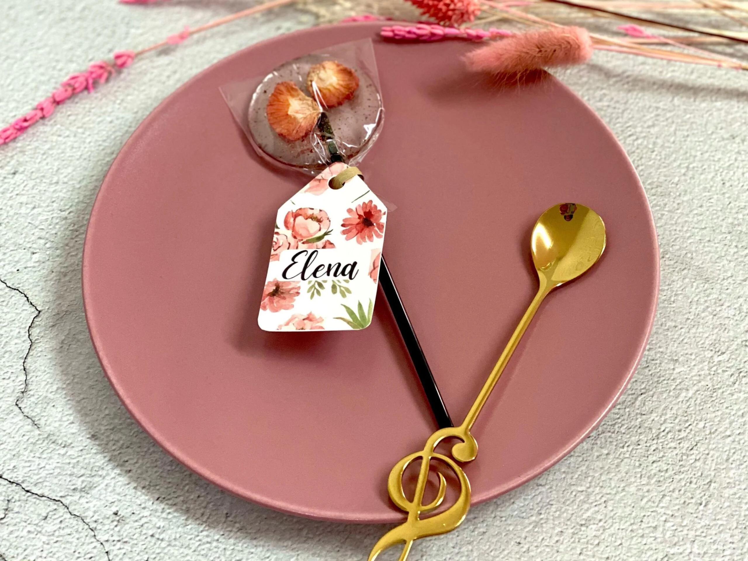 Cadeaux d'invités: sucettes cocktail à la fleur rose – Image 4