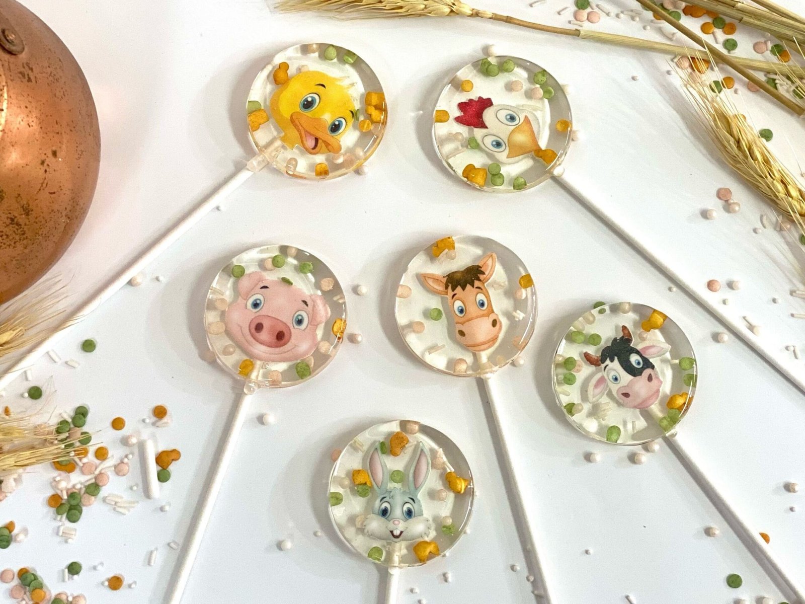 Piruletas personalizadas animales de granja