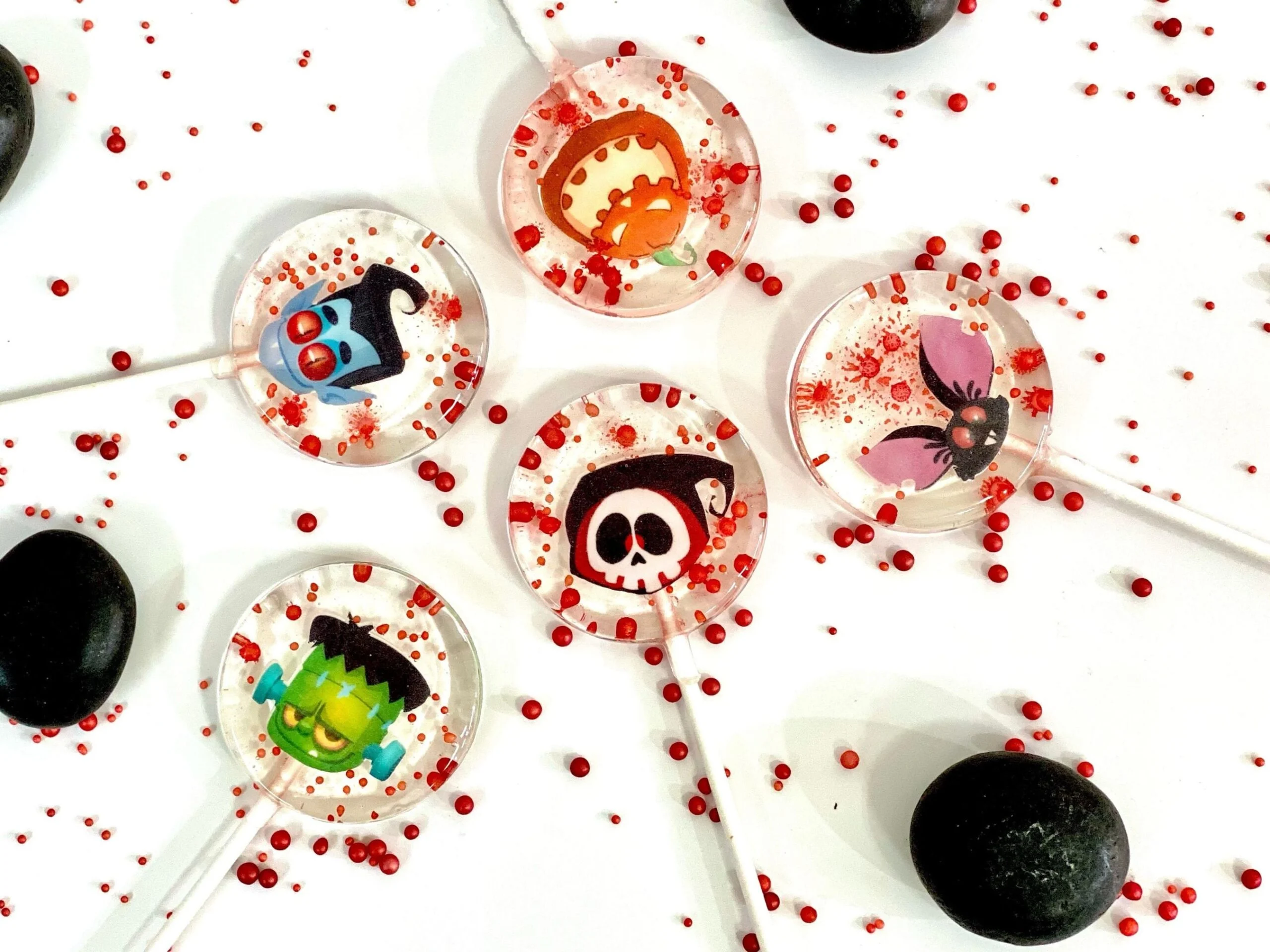 Custom Halloween lollipops blood effect
