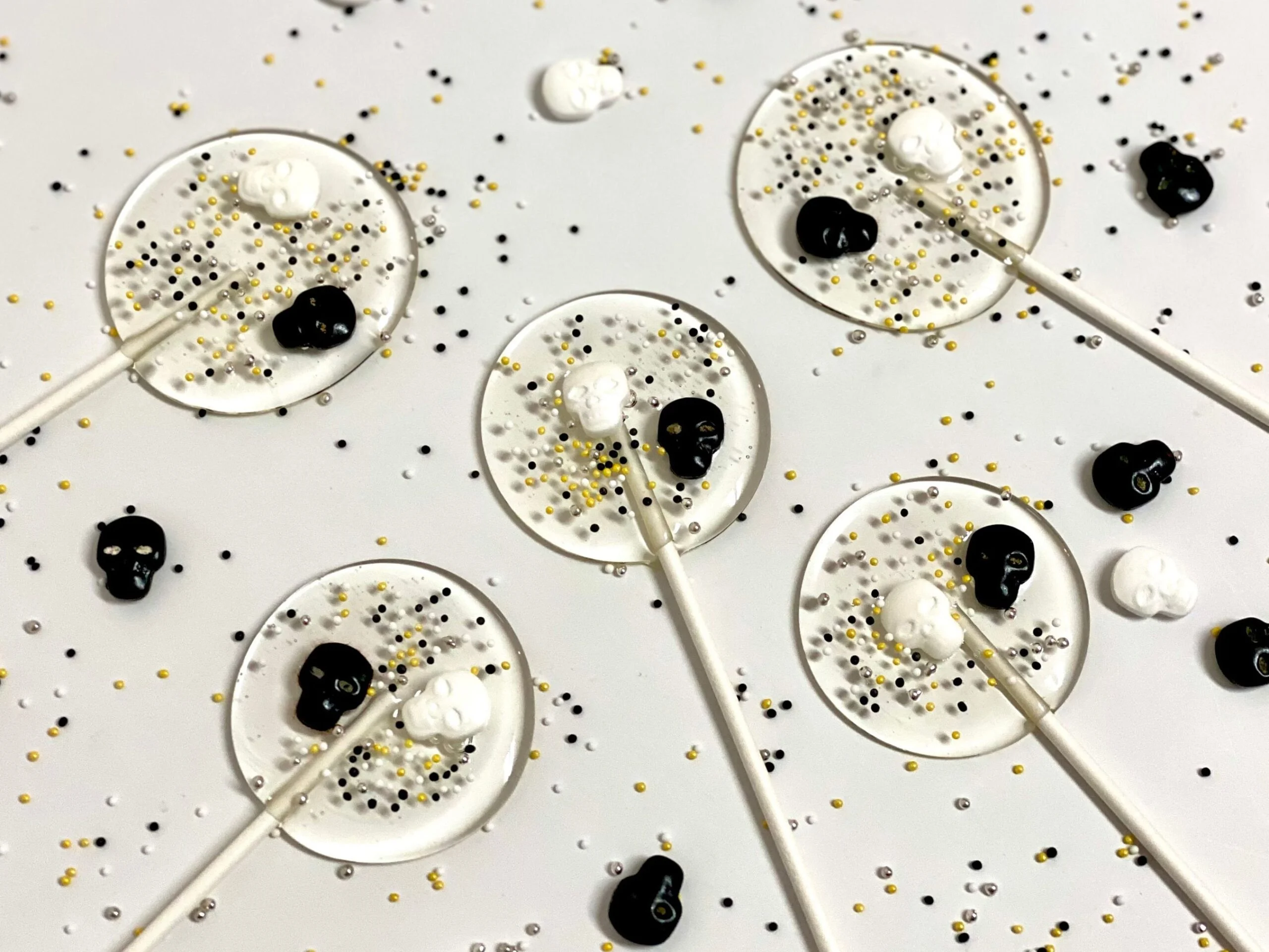 Piruletas personalizadas calaveras y sprinkles Halloween