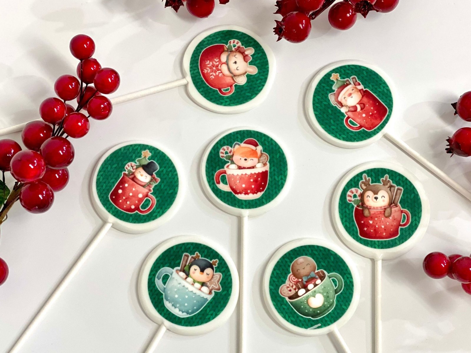 Piruletas personalizadas tazas navideñas