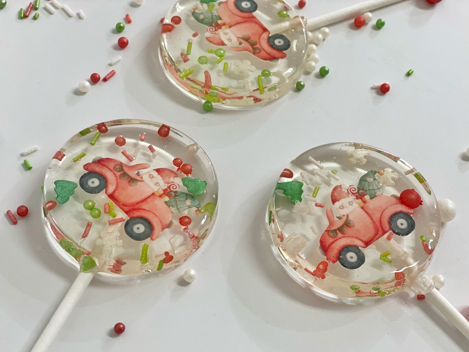 Piruletas personalizadas coche rojo navideño - Imagen 3