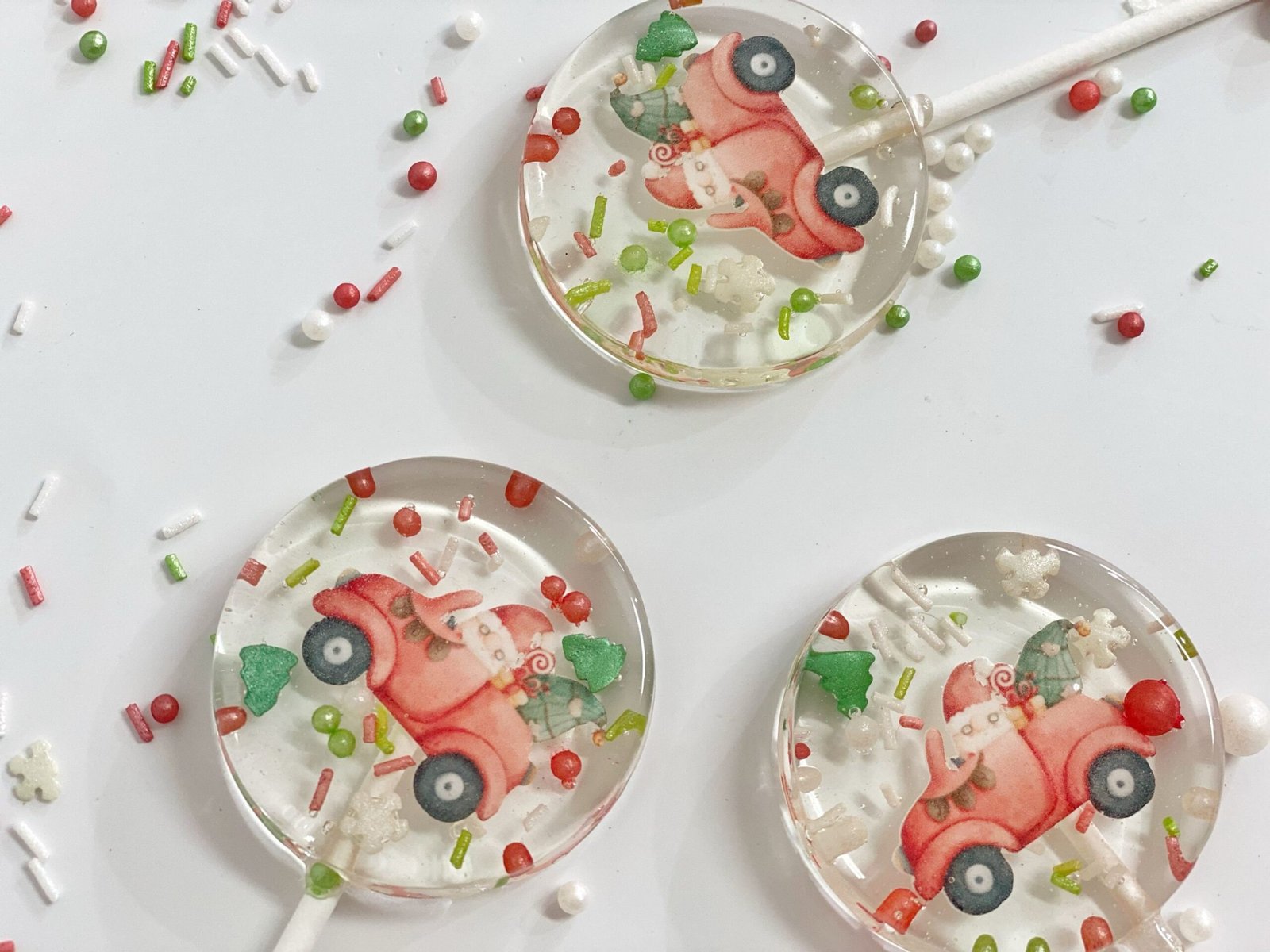 Piruletas personalizadas coche rojo navideño - Imagen 2