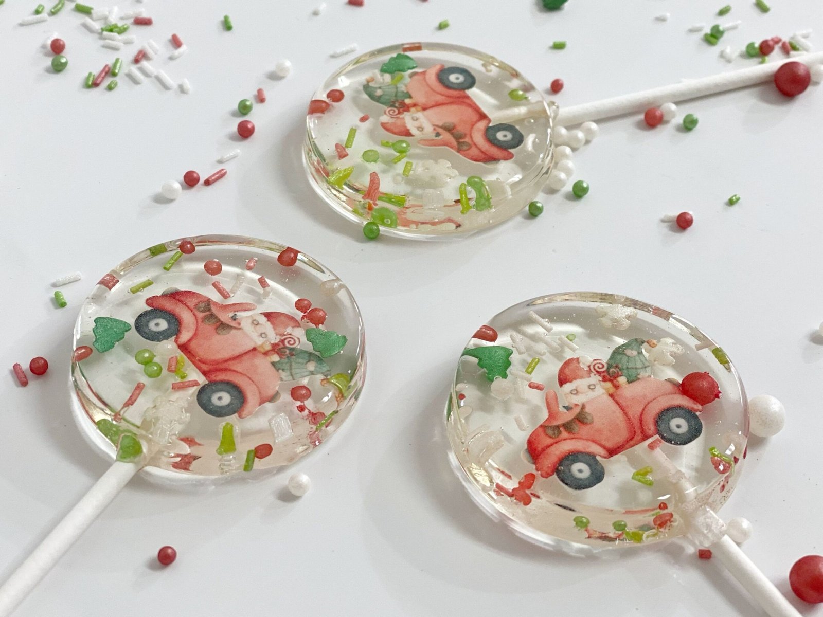 Piruletas personalizadas coche rojo navideño - Imagen 4