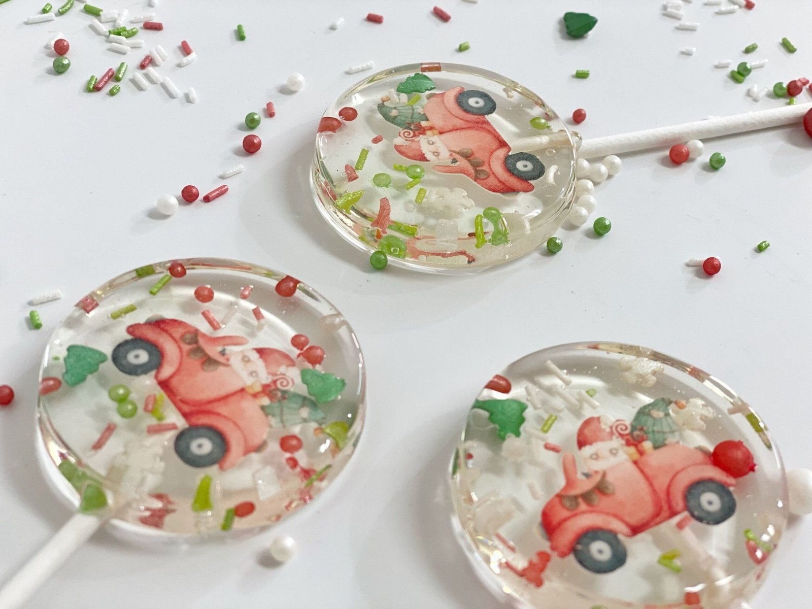Piruletas personalizadas coche rojo navideño - Imagen 5