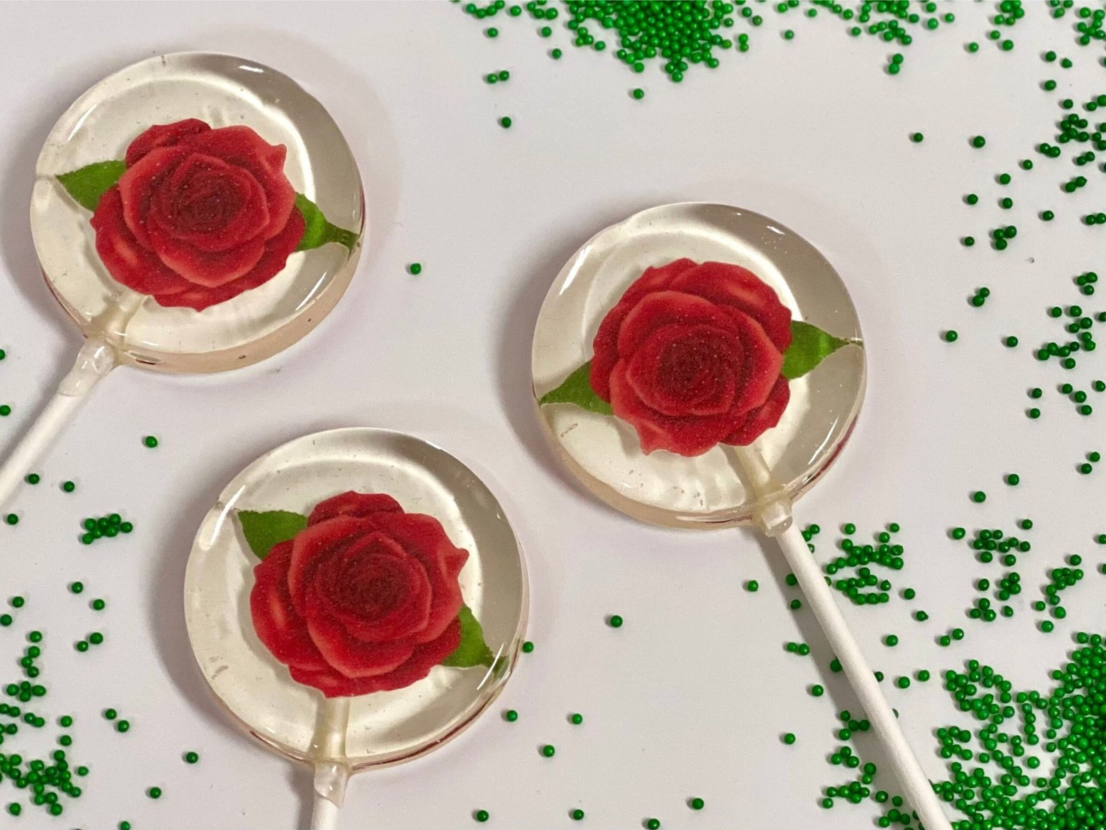 Piruletas personalizadas flor rosa roja - Imagen 4