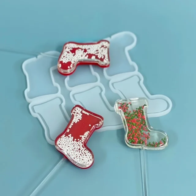 Moule en silicone avec effet hochet, botte de Noël – Image 6
