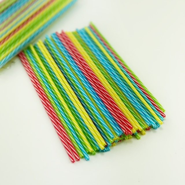 Multicolored striped polypropylene lollipop sticks