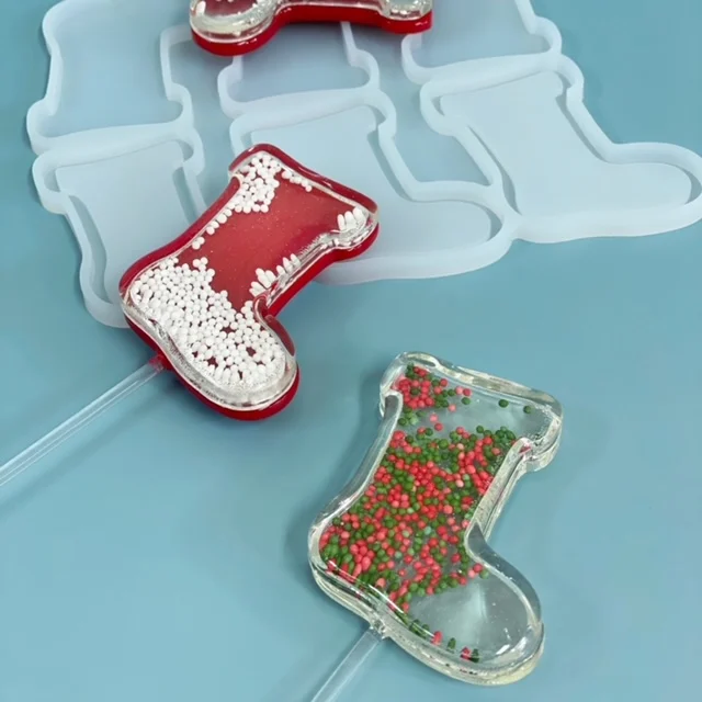 Moule en silicone avec effet hochet, botte de Noël – Image 3