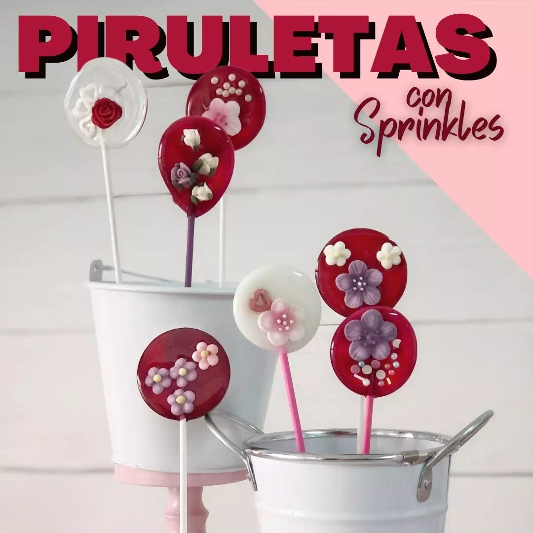 Curso online de piruletas de isomalt con sprinkles