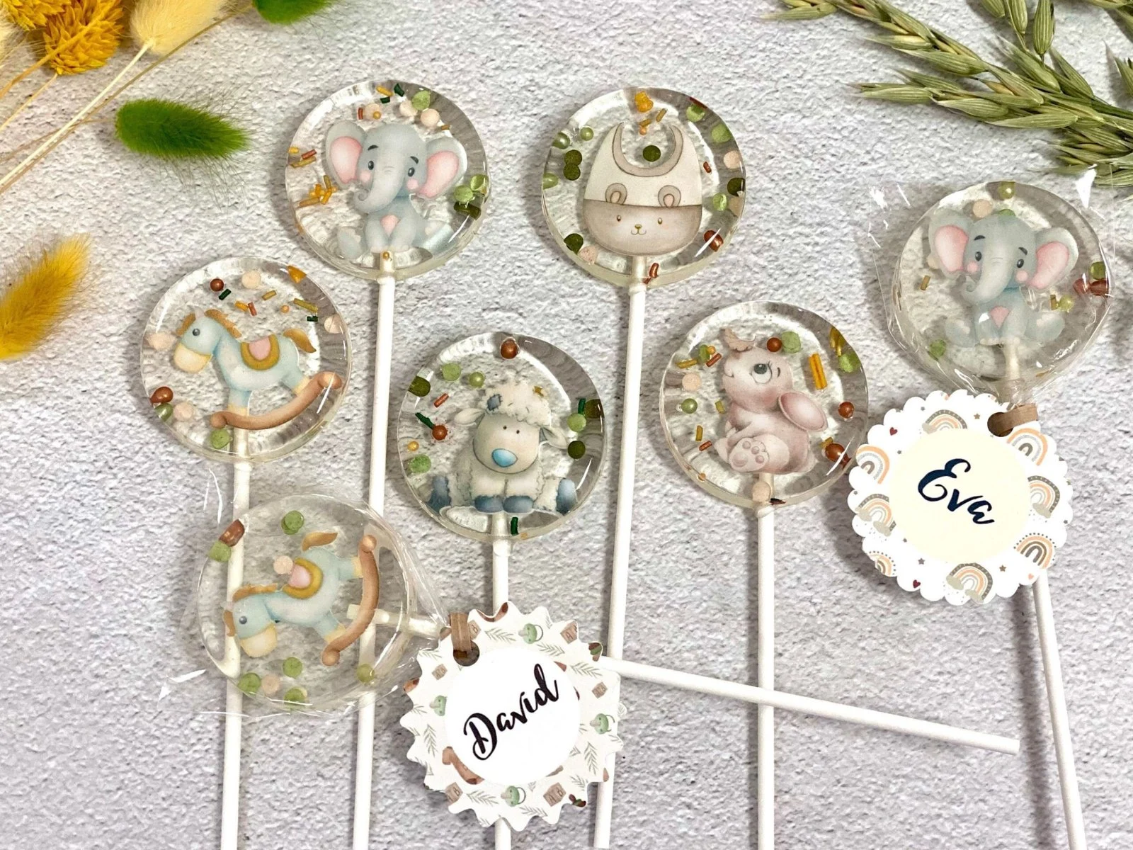 Piruletas personalizadas baby shower mix vintage