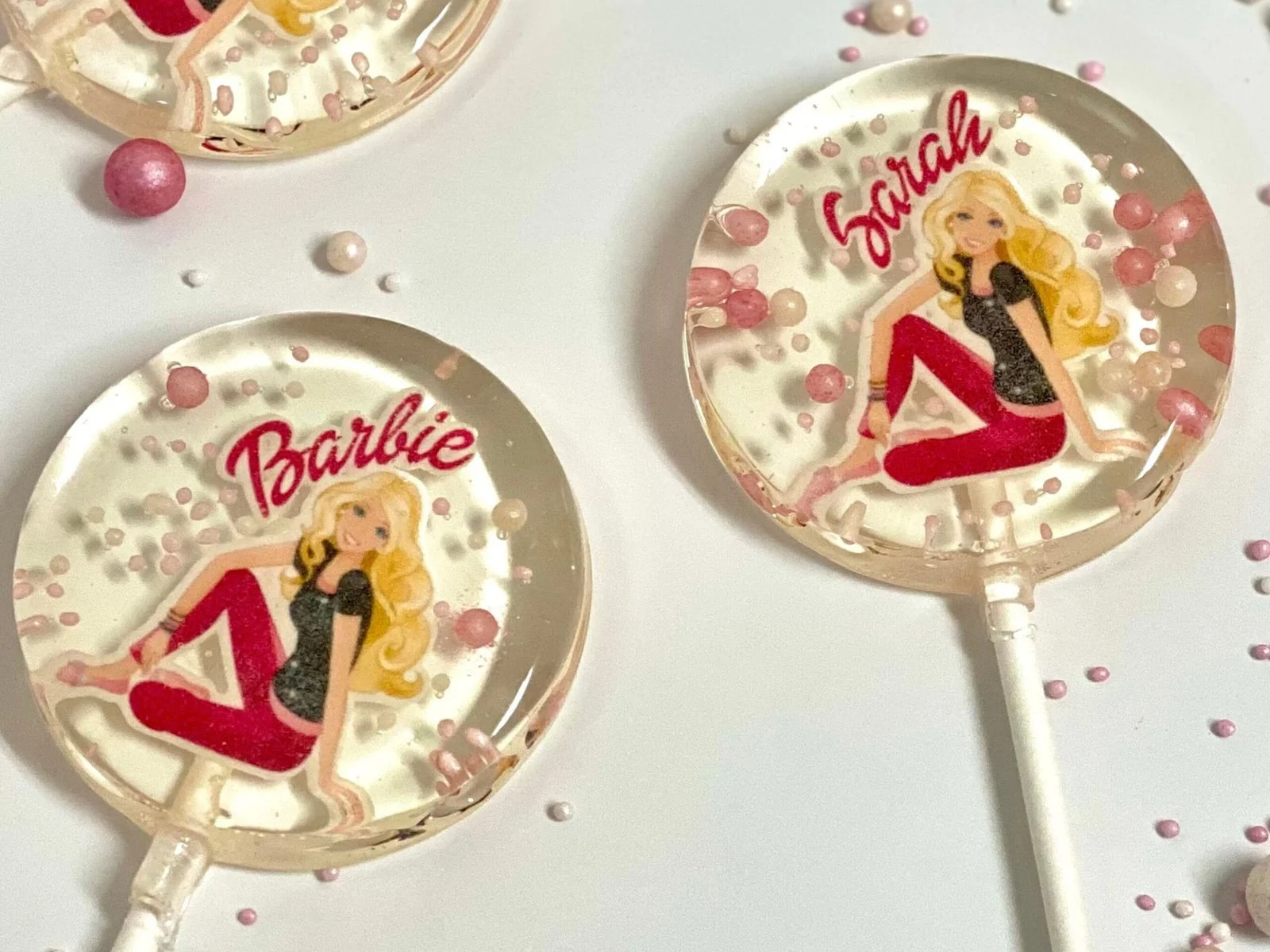 Piruletas personalizadas con nombre Barbie - Imagen 2