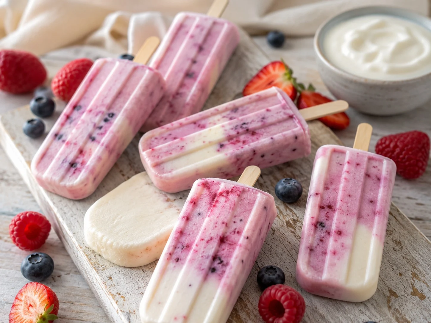 Polos de yogur y frutos rojos sin azúcar añadido con isomalt