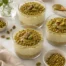 Cheesecake de pistacho en vasito sin azúcares añadidos con isomalt
