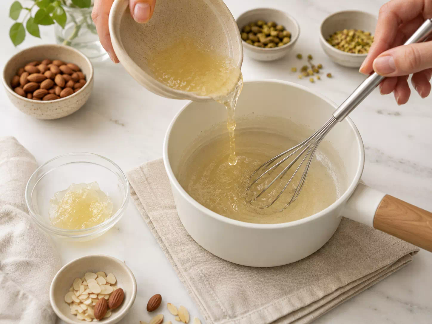 Incorporando la gelatina al jarabe de isomalt