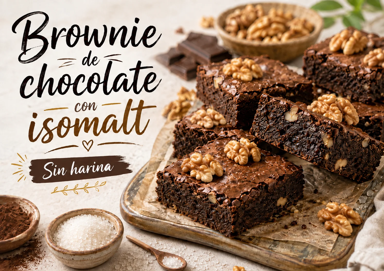 Brownie de chocolate con isomalt: intenso, húmedo y muy chocolateado