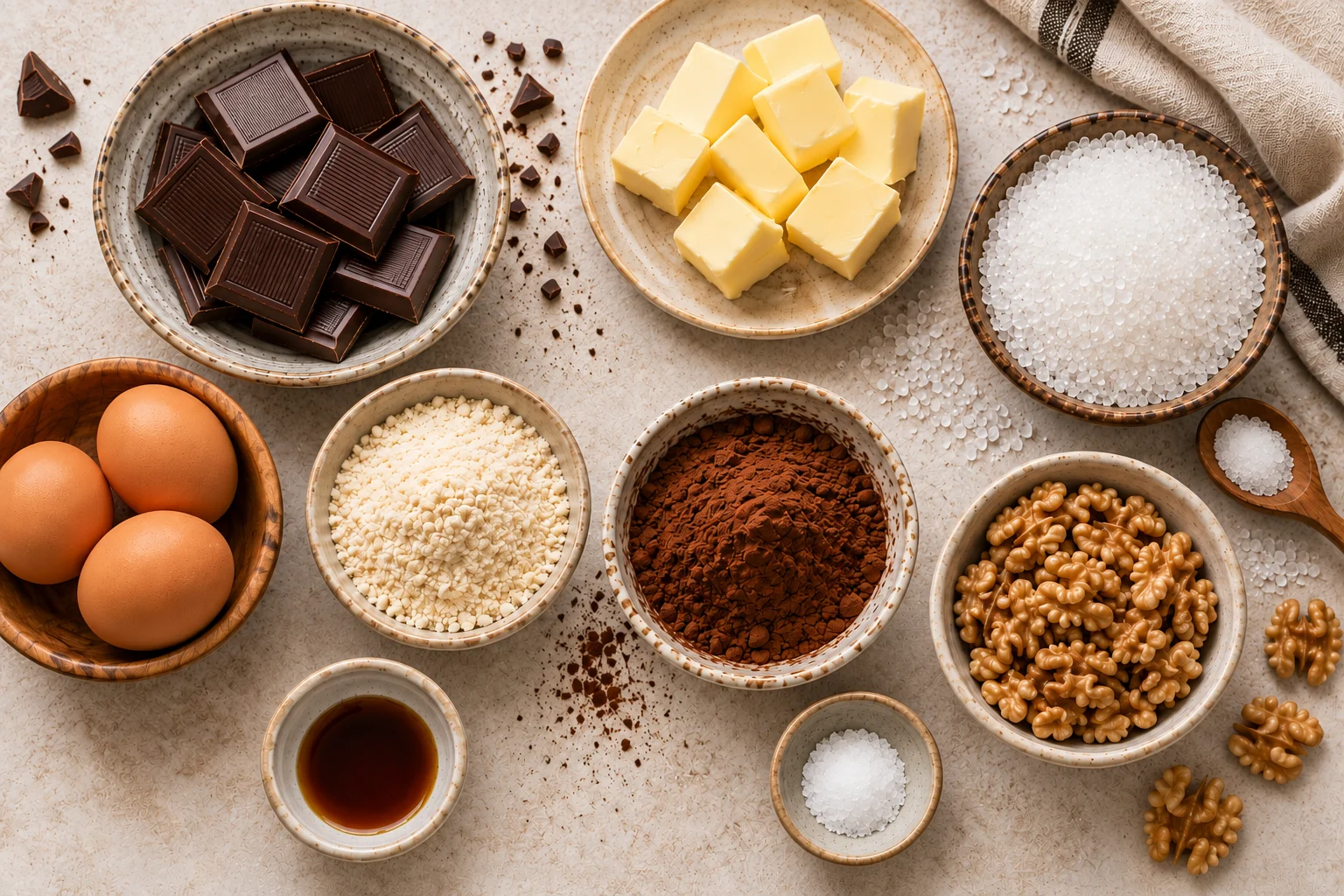 Ingredientes del brownie de chocolate con isomalt Ingredientes del brownie de chocolate con isomalt
