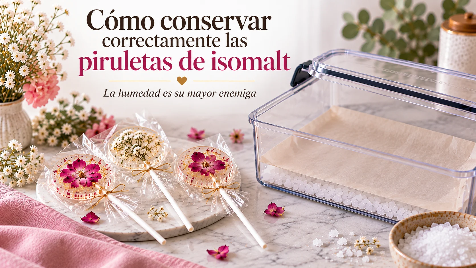 Cómo conservar correctamente las piruletas de isomalt: la humedad es tu mayor enemiga
