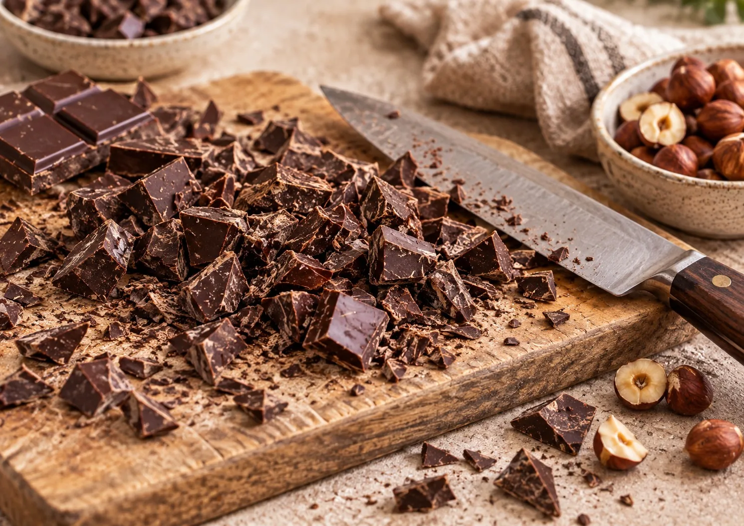 Chocolate negro sin azúcares añadidos troceado para las cookies
